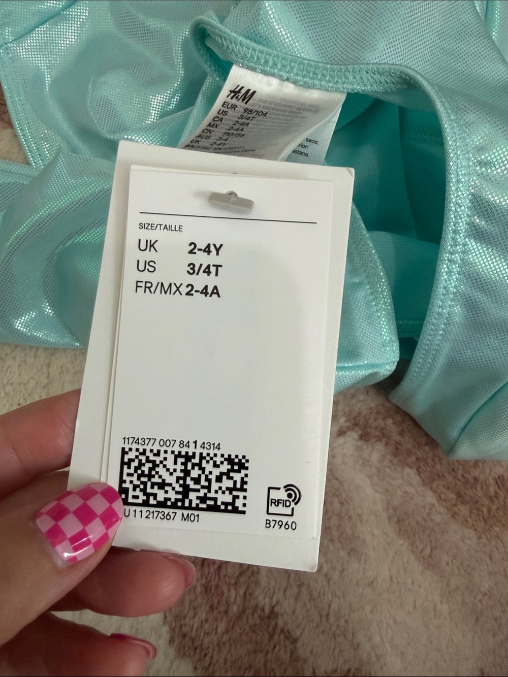 NEW H&M Shimmery Aqua One-Piece Leotard with Bow - Picture 5 of 5